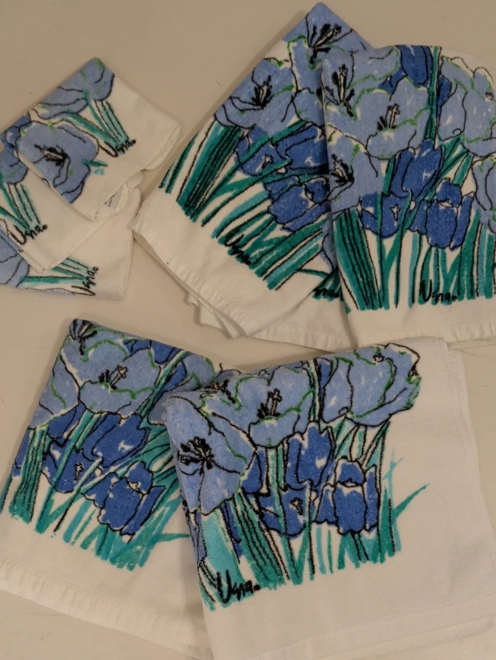 Vintage Vera Collection Floral Towel Set by Burlington 100% Cotton Made In USA